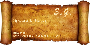 Spacsek Géza névjegykártya